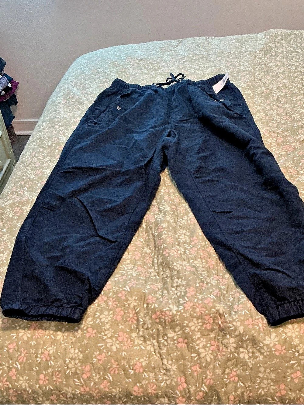 GAP High Rise Linen-Cotton Utility Joggers Blue Medium NWT